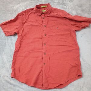 Orvis Shirt Mens XL Red Hemp Tencel Blend Short‎ Sleeve Casual Soft Breathable